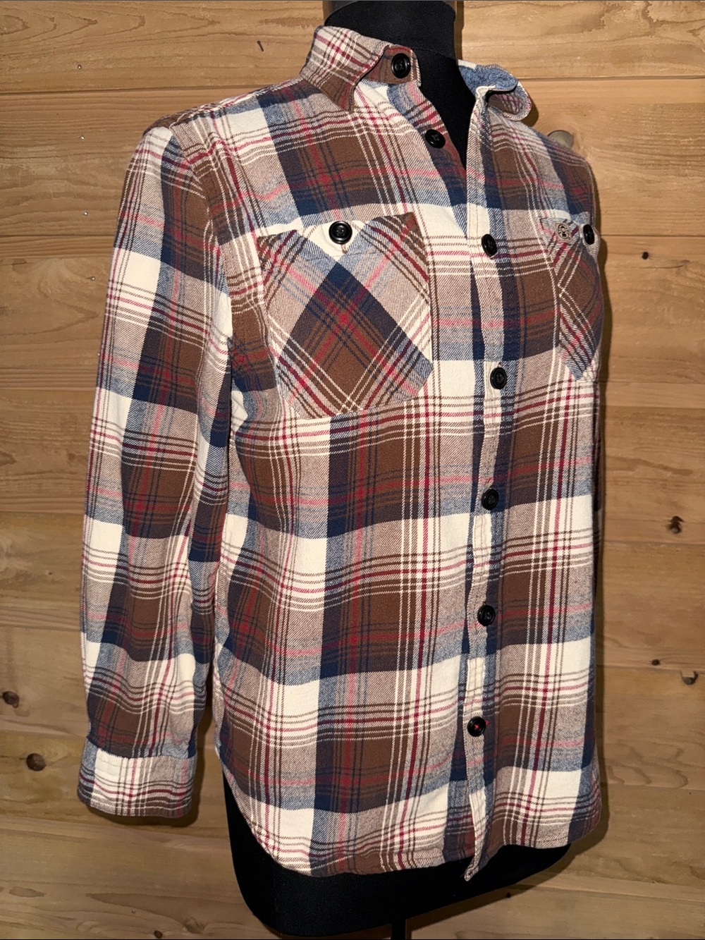 Brown/ blue/ red/ cream plaid flannel Shacket Coleman men’s size Med